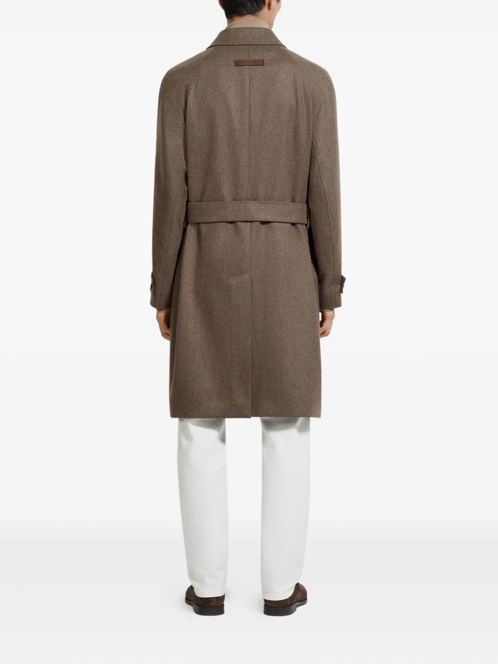 Zegna Twill jas met ceintuur Bruin