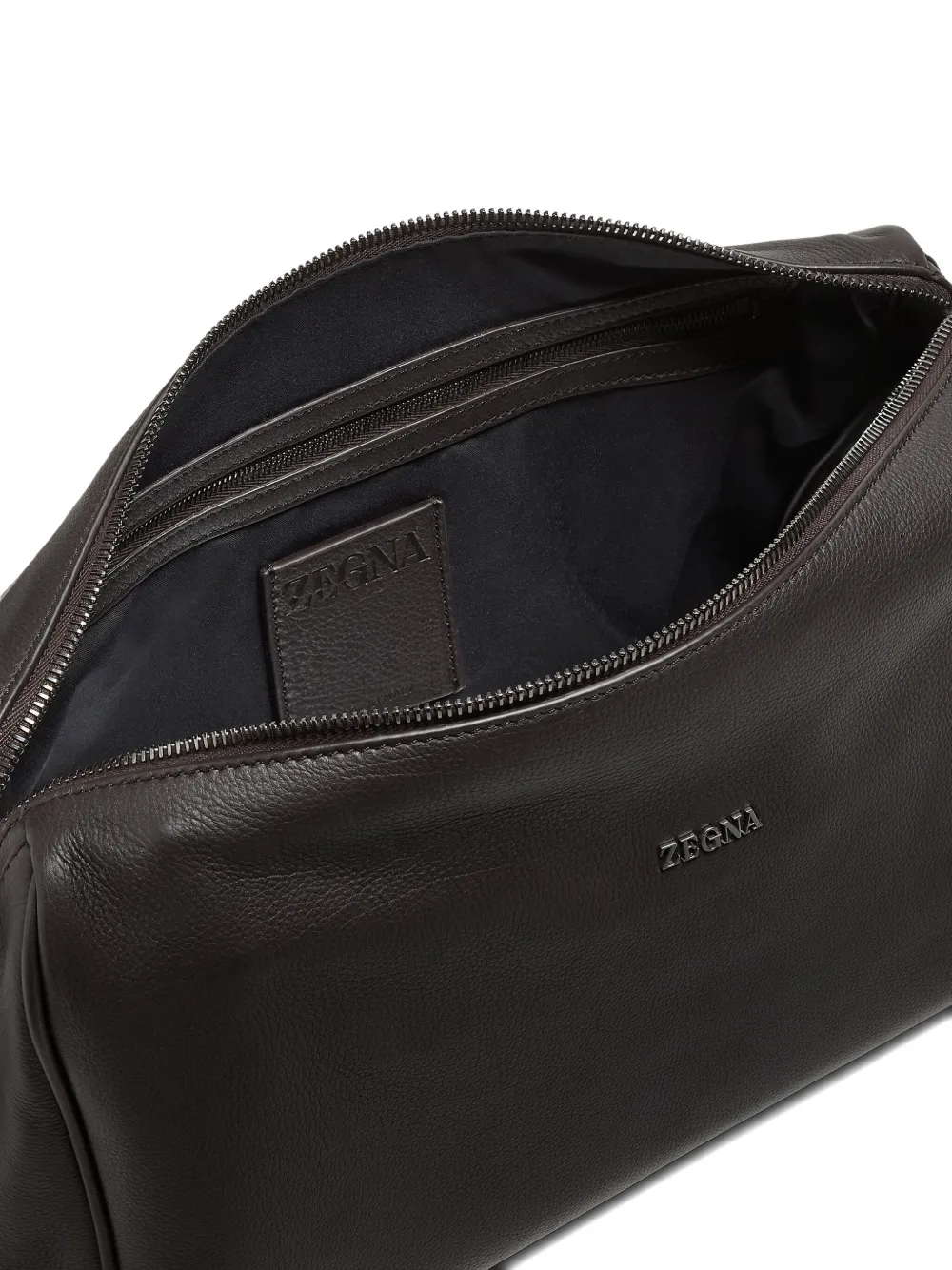Zegna Leather Shoulder Bag In Brown
