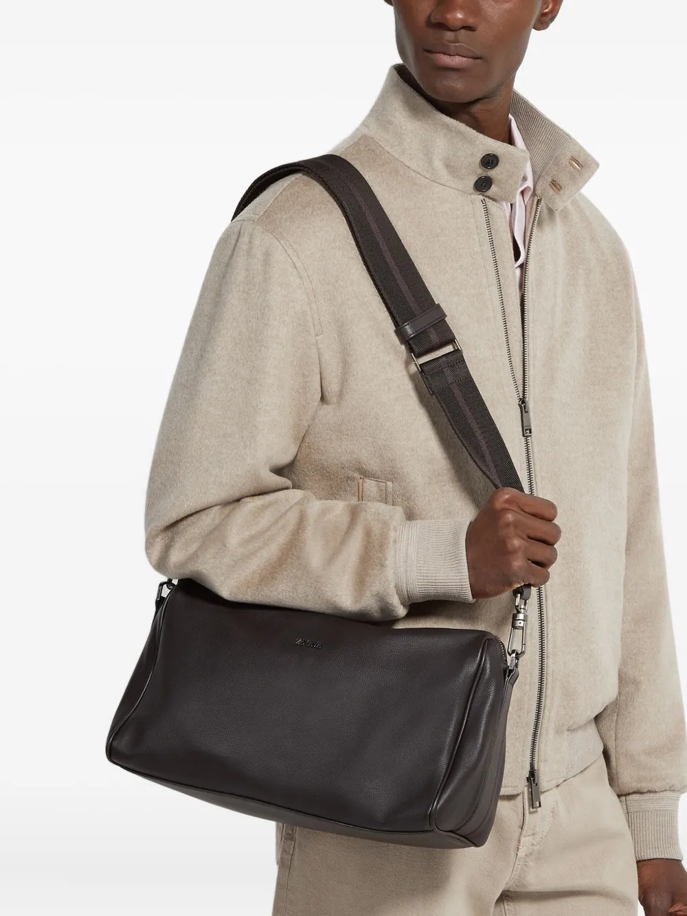 Zegna Leren schoudertas - Bruin