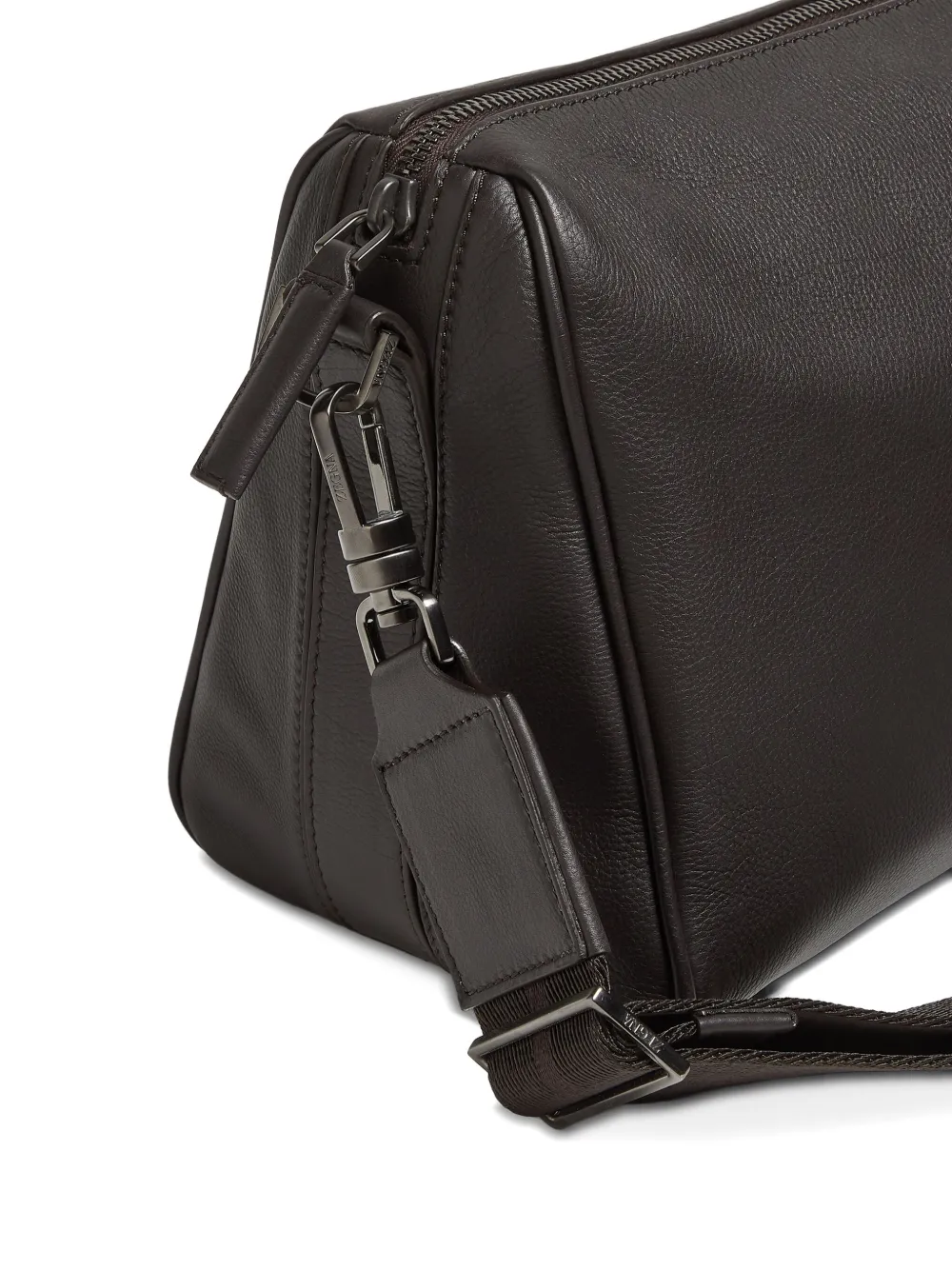 Zegna Leather Shoulder Bag In Brown