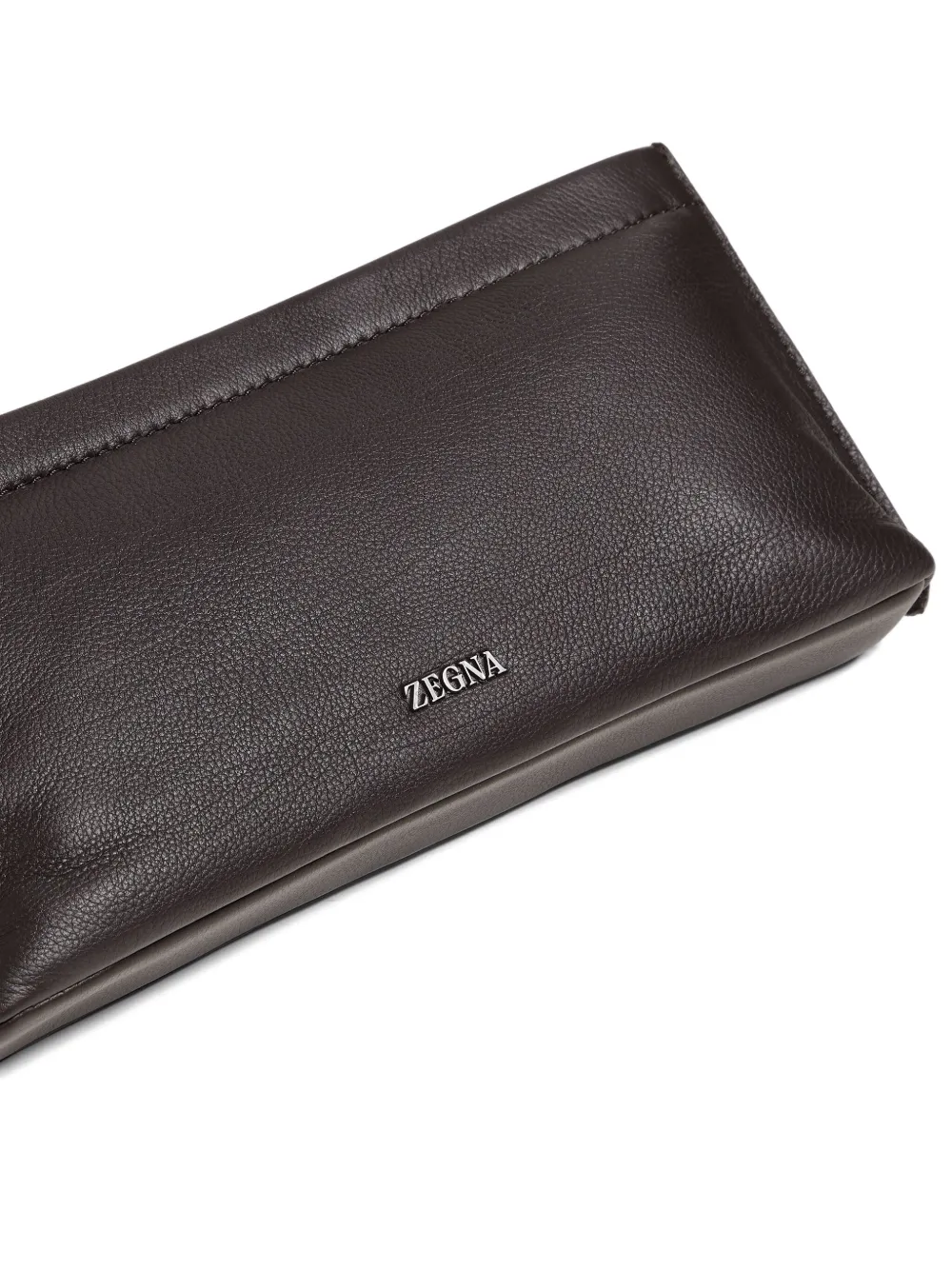 Zegna Leather Clutch Bag In Brown