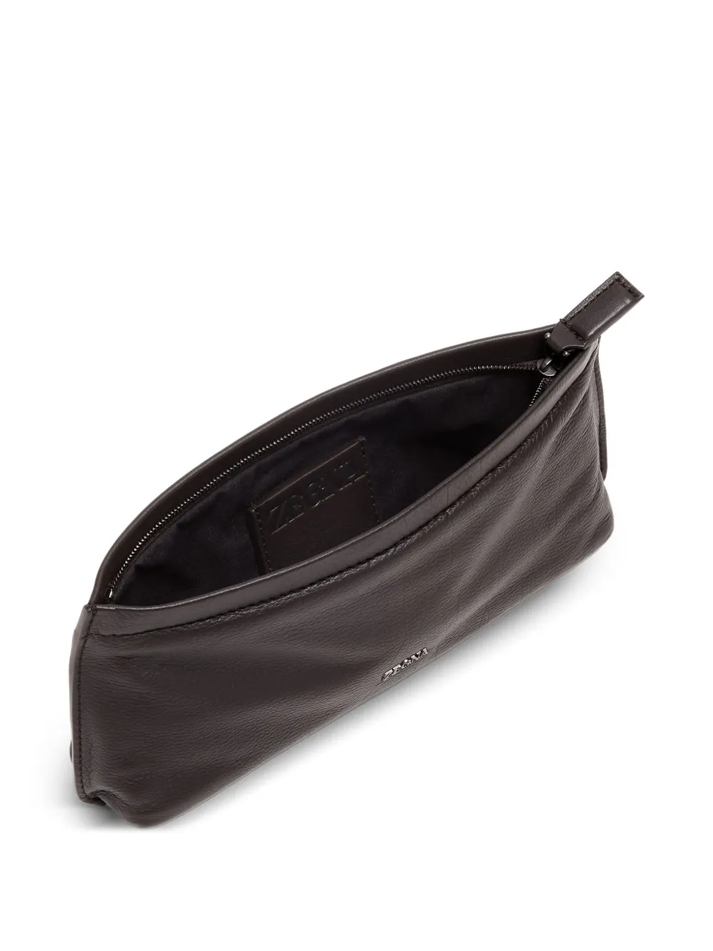 Zegna Leather Clutch Bag In Brown