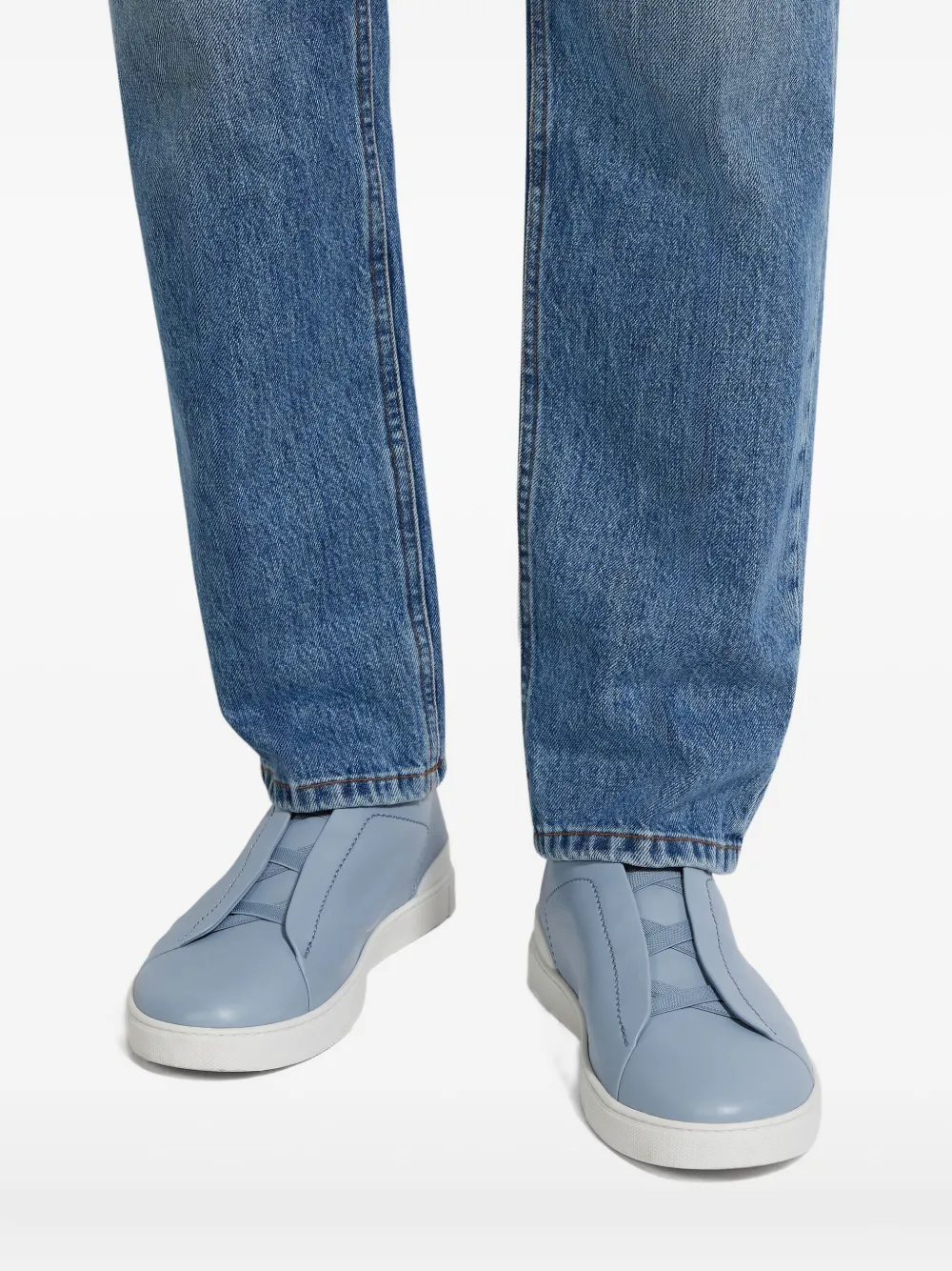 Zegna Leren sneakers Blauw