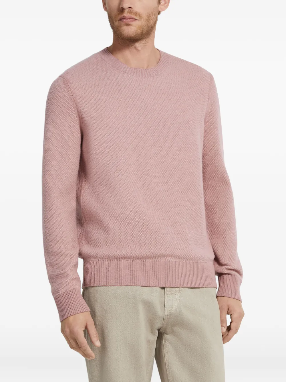 Zegna Oasi Seed Stitch Cashmere Sweater In Pink