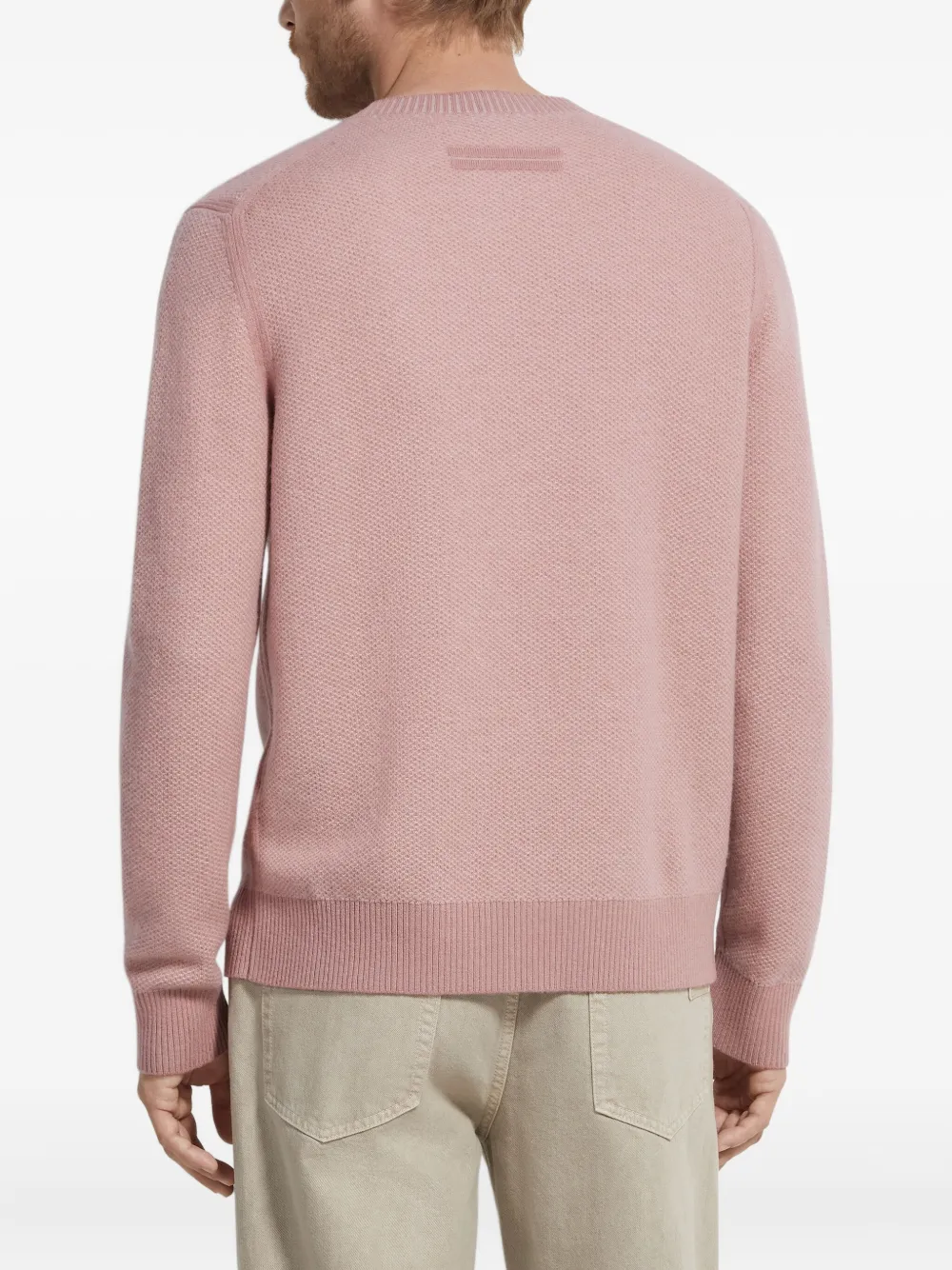 Zegna Oasi Seed Stitch Cashmere Sweater In Pink