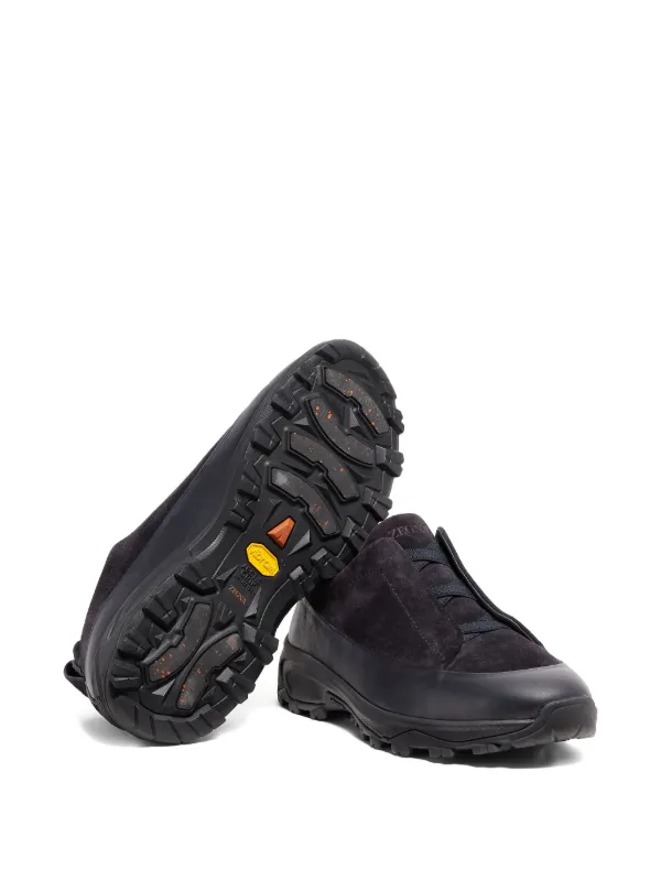 Zegna Tênis Triple Stitch™ De Couro e Camurça | Preto | FARFETCH BR