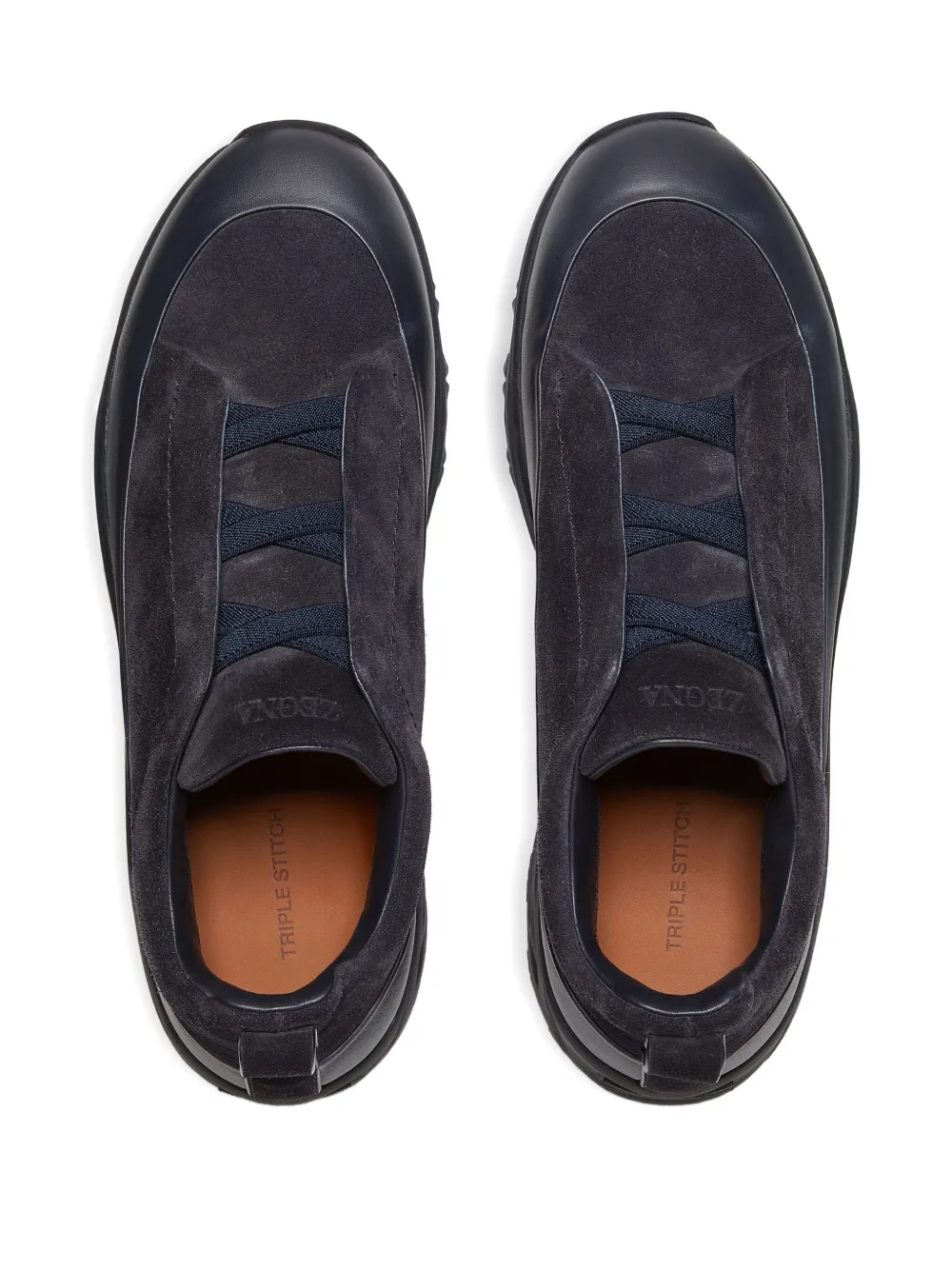 Zegna Triple Stitch™ leather suede sneakers Black
