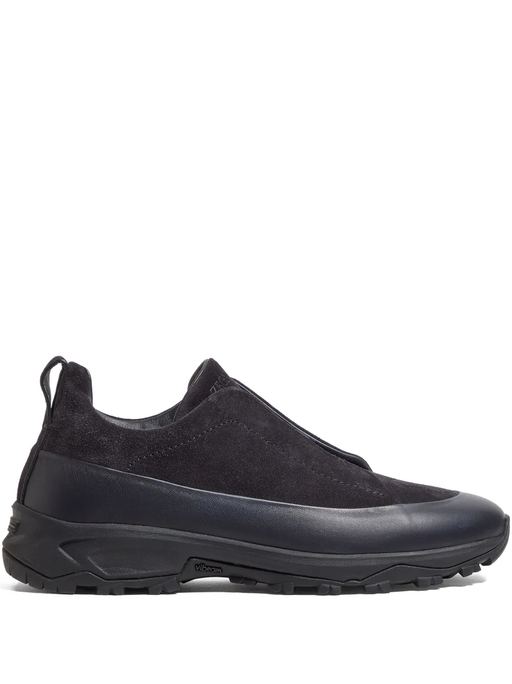 Zegna Triple Stitch™ leather suede sneakers Black