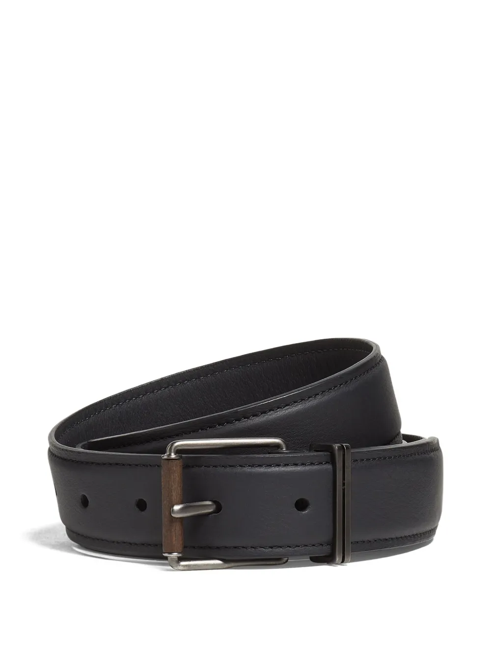 Zegna leather wood-effect buckle belt | Black | Image 1