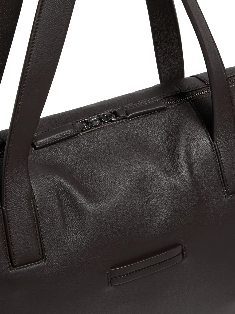 Zegna Secondskin Leather Holdall Bag In Brown