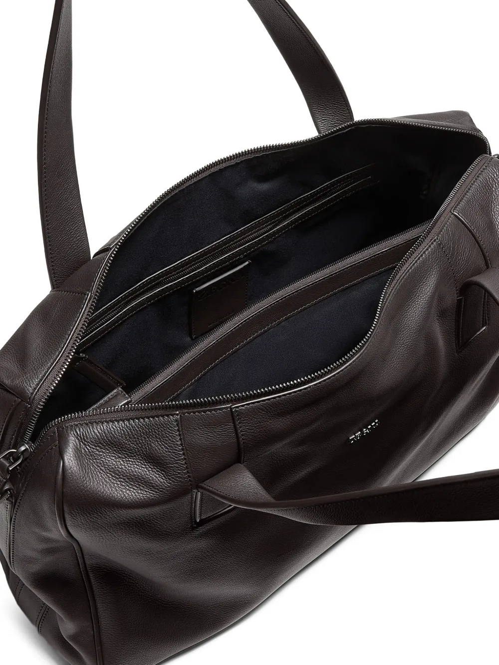 Zegna Secondskin Leather Holdall Bag In Brown