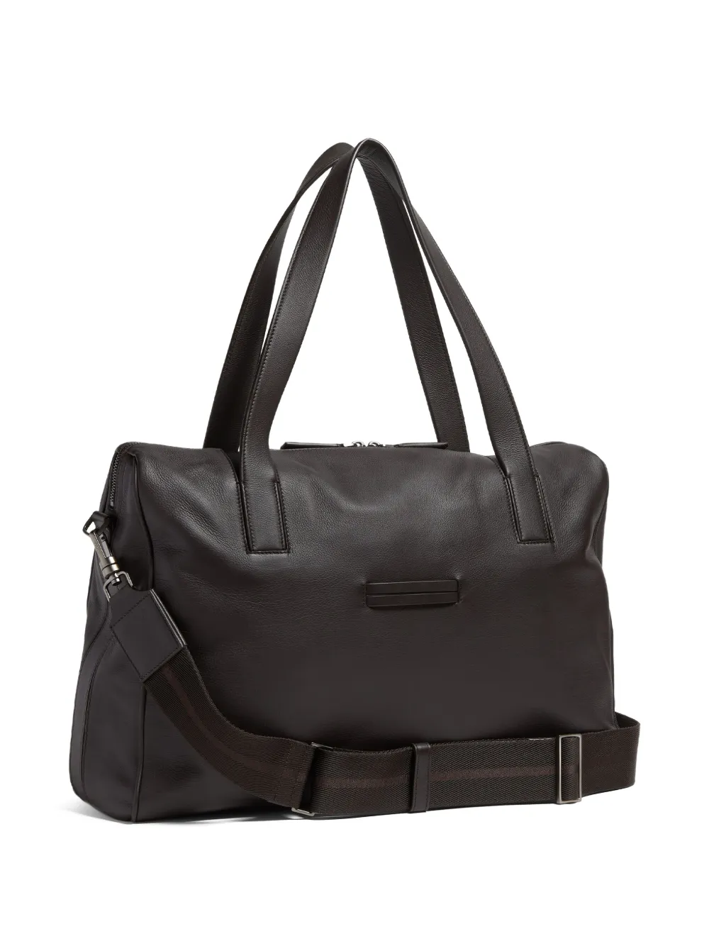 Zegna Secondskin Leather Holdall Bag In Brown