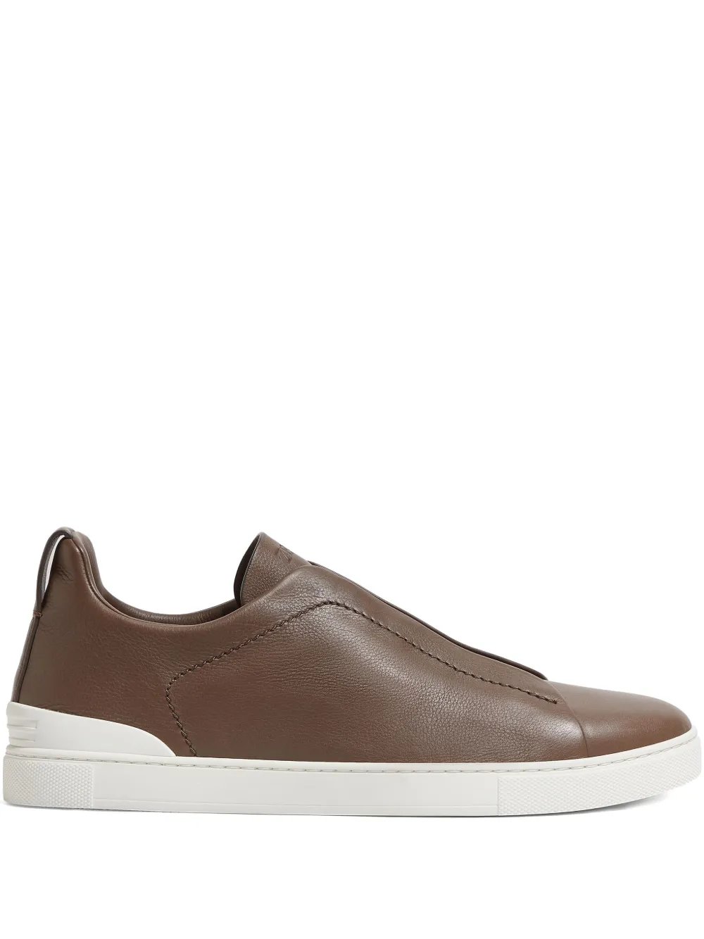 Zegna Triple Stitch™ Secondskin leather sneakers Brown