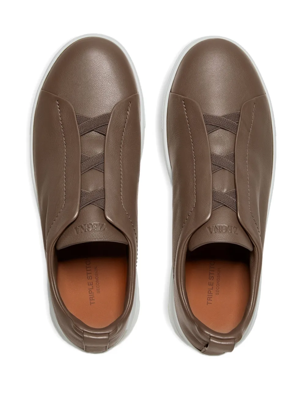 Zegna Triple Stitch™ Secondskin leather sneakers Brown