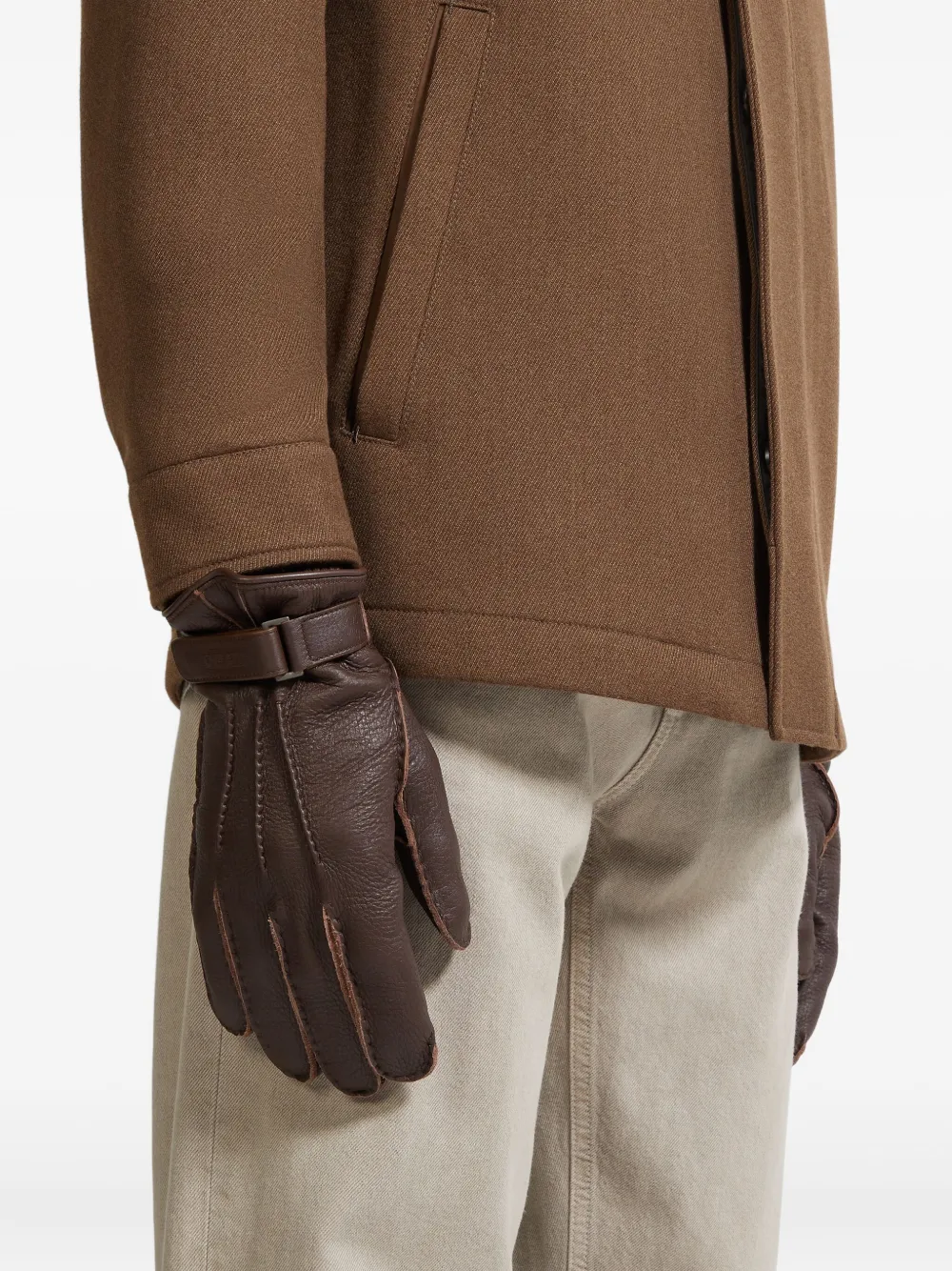 Zegna Peccary leren handschoenen Bruin