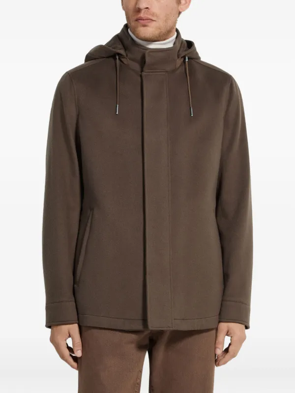 Zegna Oasi Cashmere Hooded Jacket | Brown | FARFETCH