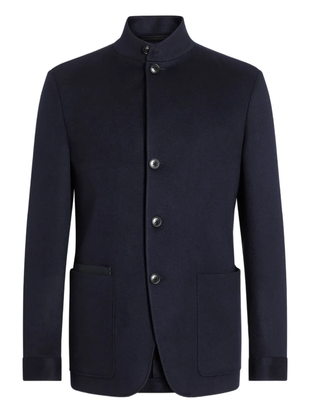 Zegna Oasi high-neck patch-pocket jacket | Blue | Image 1