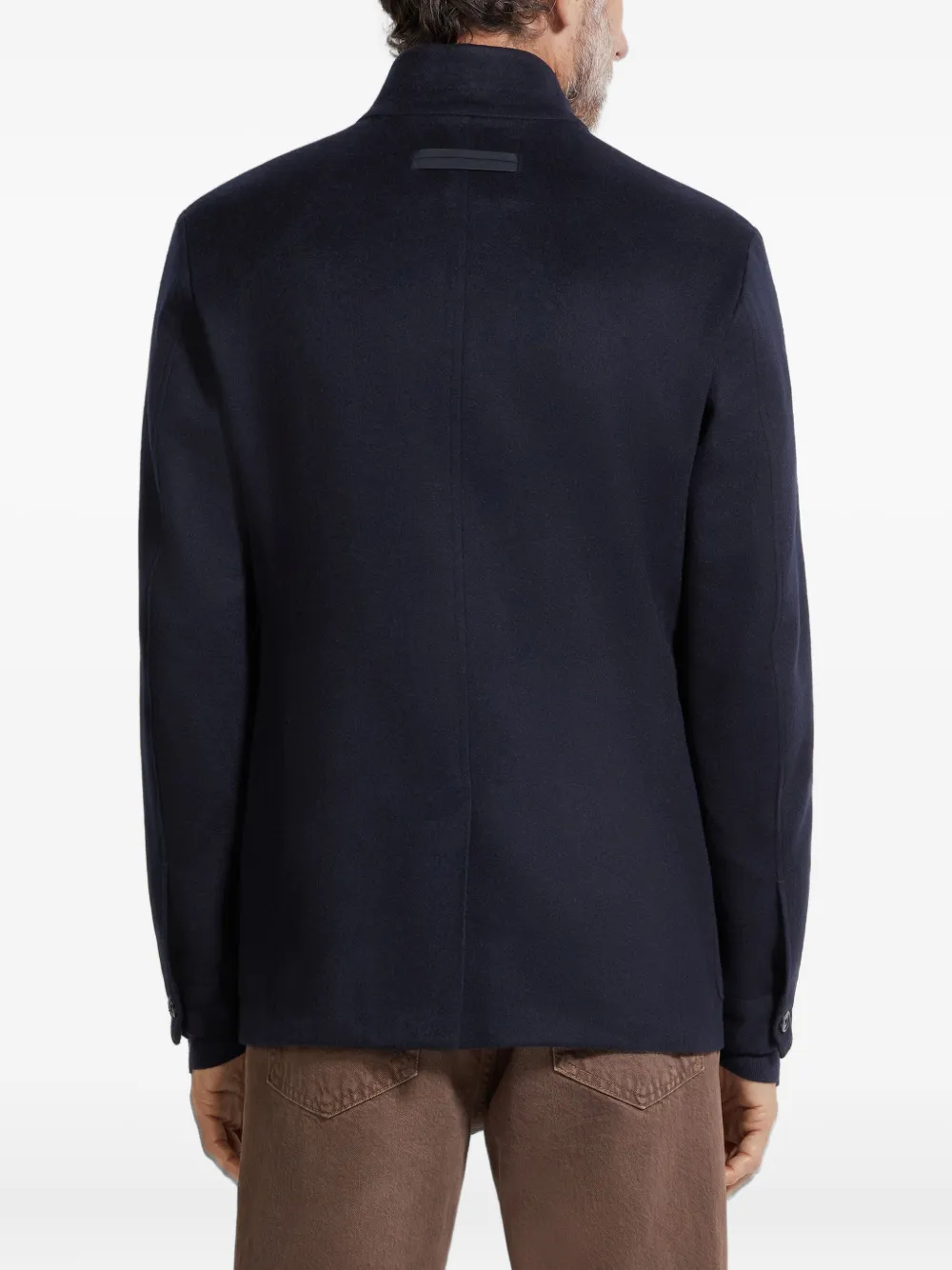 Zegna Oasi jack met opgestikte zak en hoge hals Blauw
