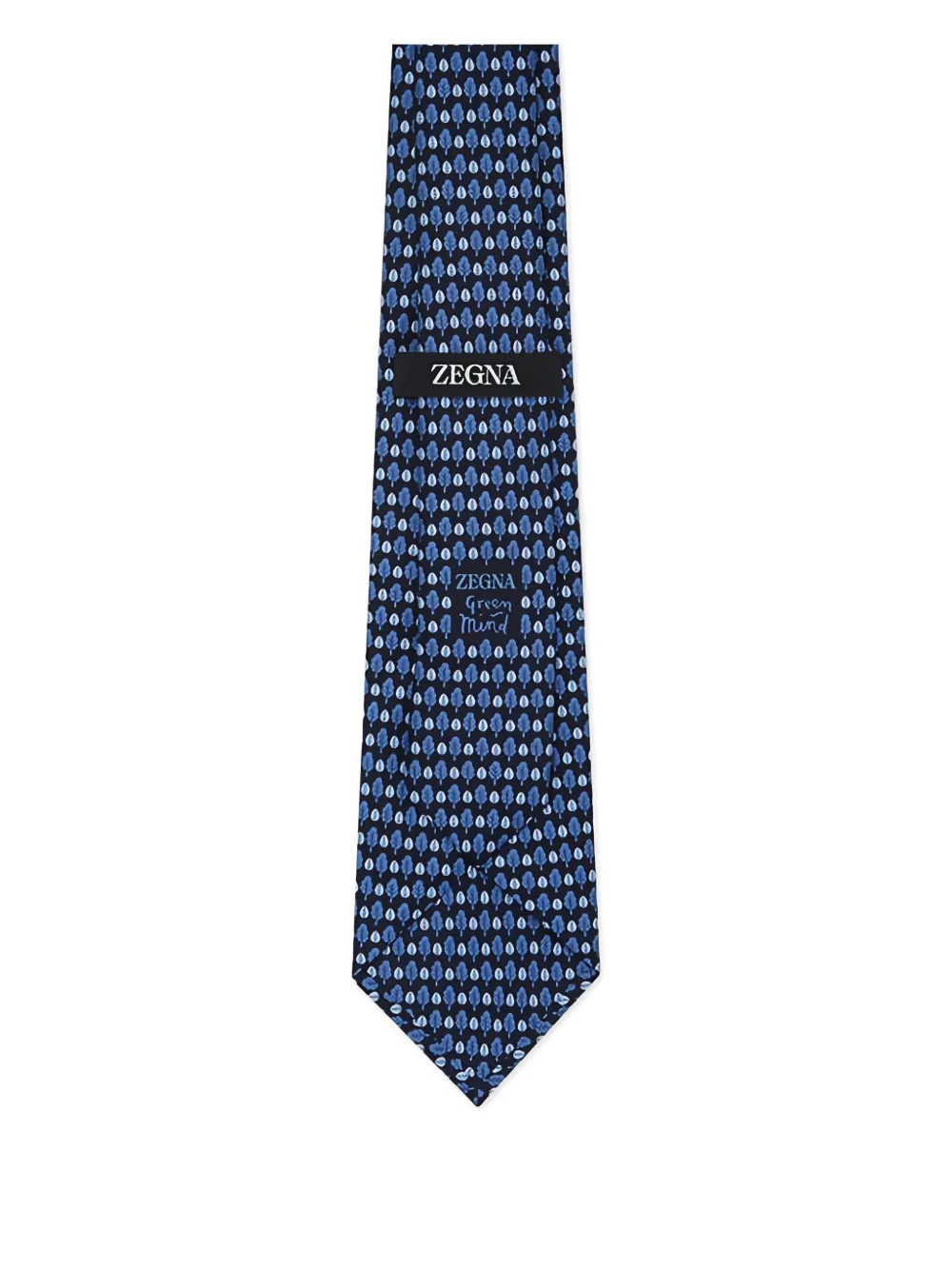Zegna Stropdas met bladerprint - Blauw