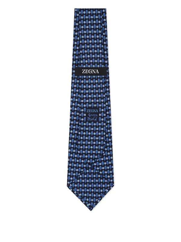 【定価：約35,000円】ニューヨーク5番街の路面店で購入｜Zegnaのネクタイ Zegna リーフプリント シルクネクタイ | ブルー | FARFETCH JP
