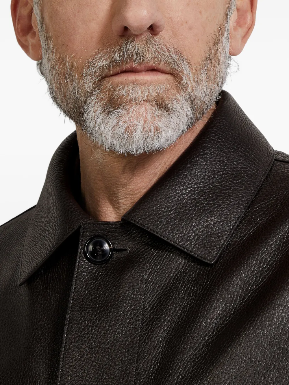 Zegna Leren jack met klepzakken Bruin