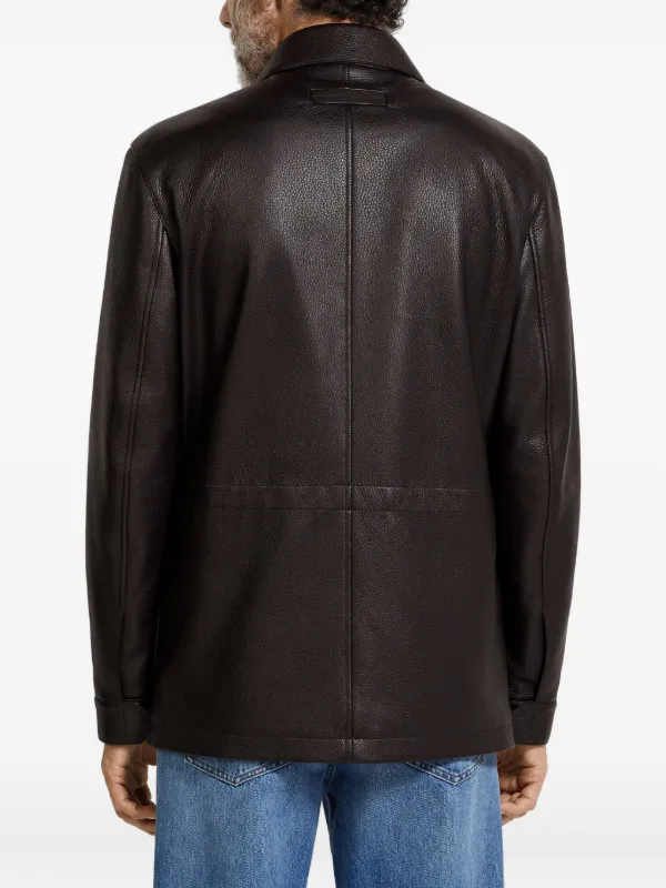 Zegna Leather flap-pockets Jacket | Brown | FARFETCH