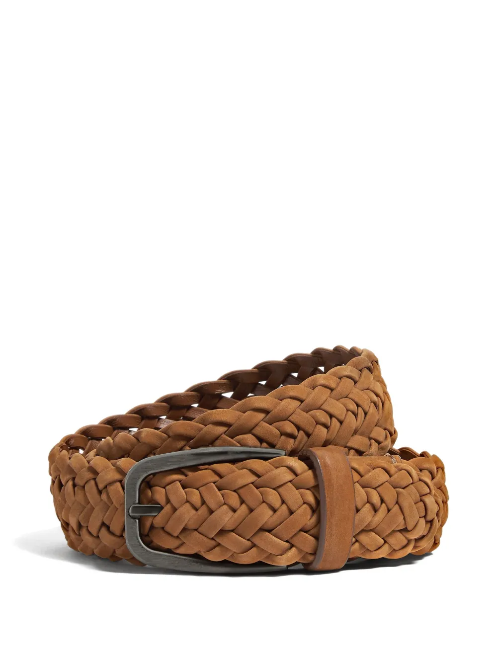 Zegna Dark Foliage Leather Belt In Brown
