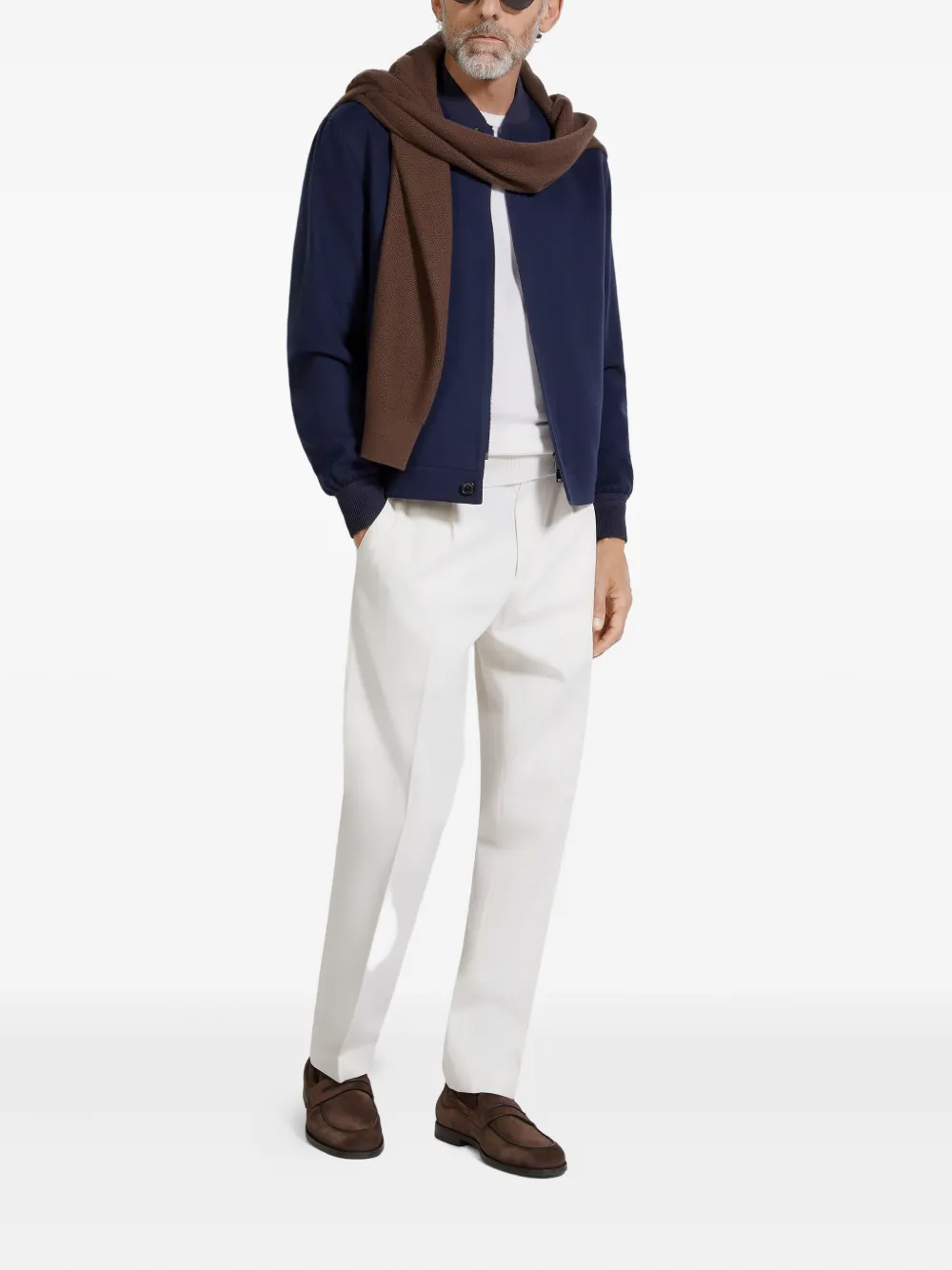 Zegna Water Repellent Elements Oasi Cashmere Bomber Jacket In Blue