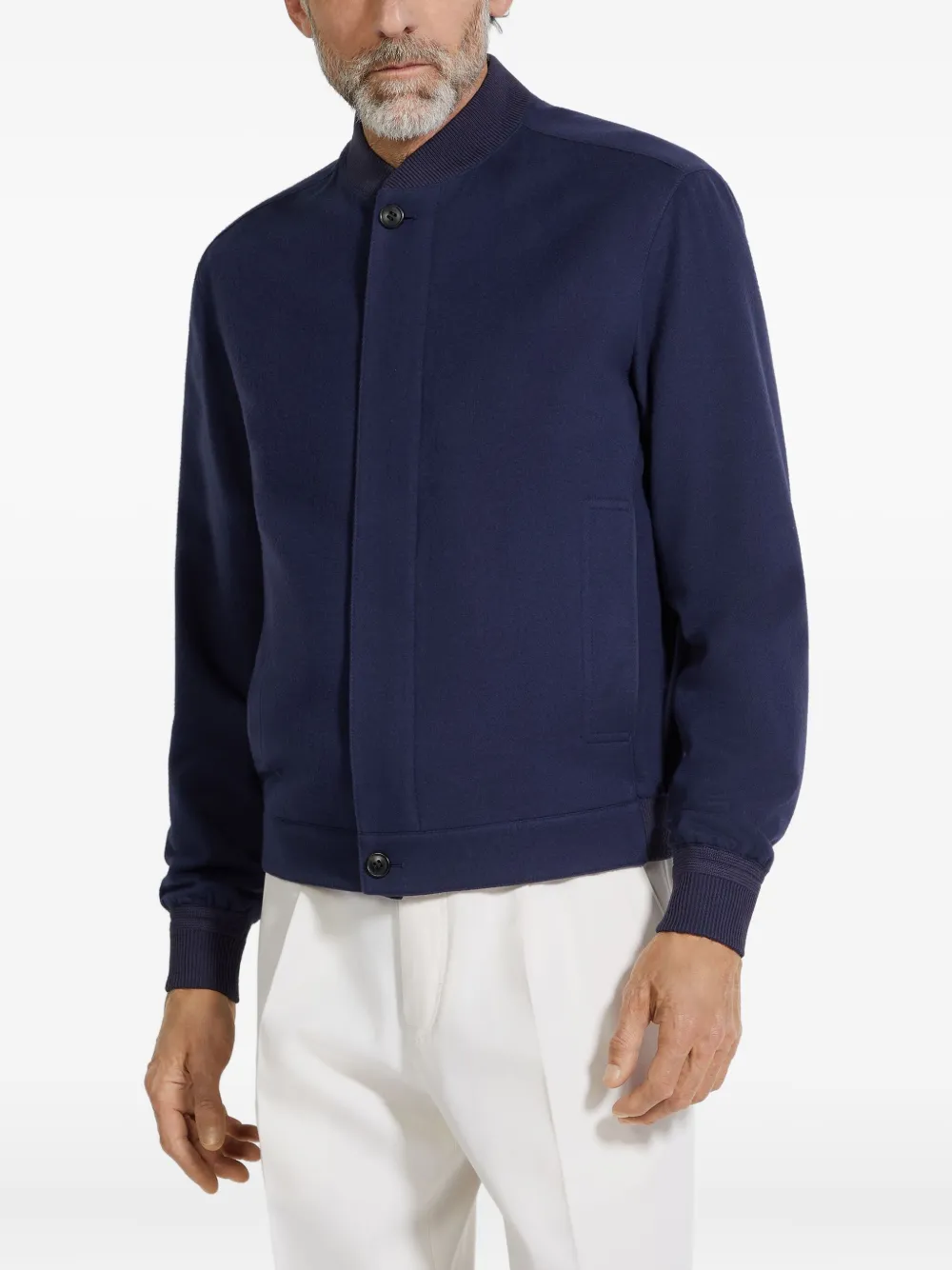 Zegna Water Repellent Elements Oasi Cashmere Bomber Jacket In Blue