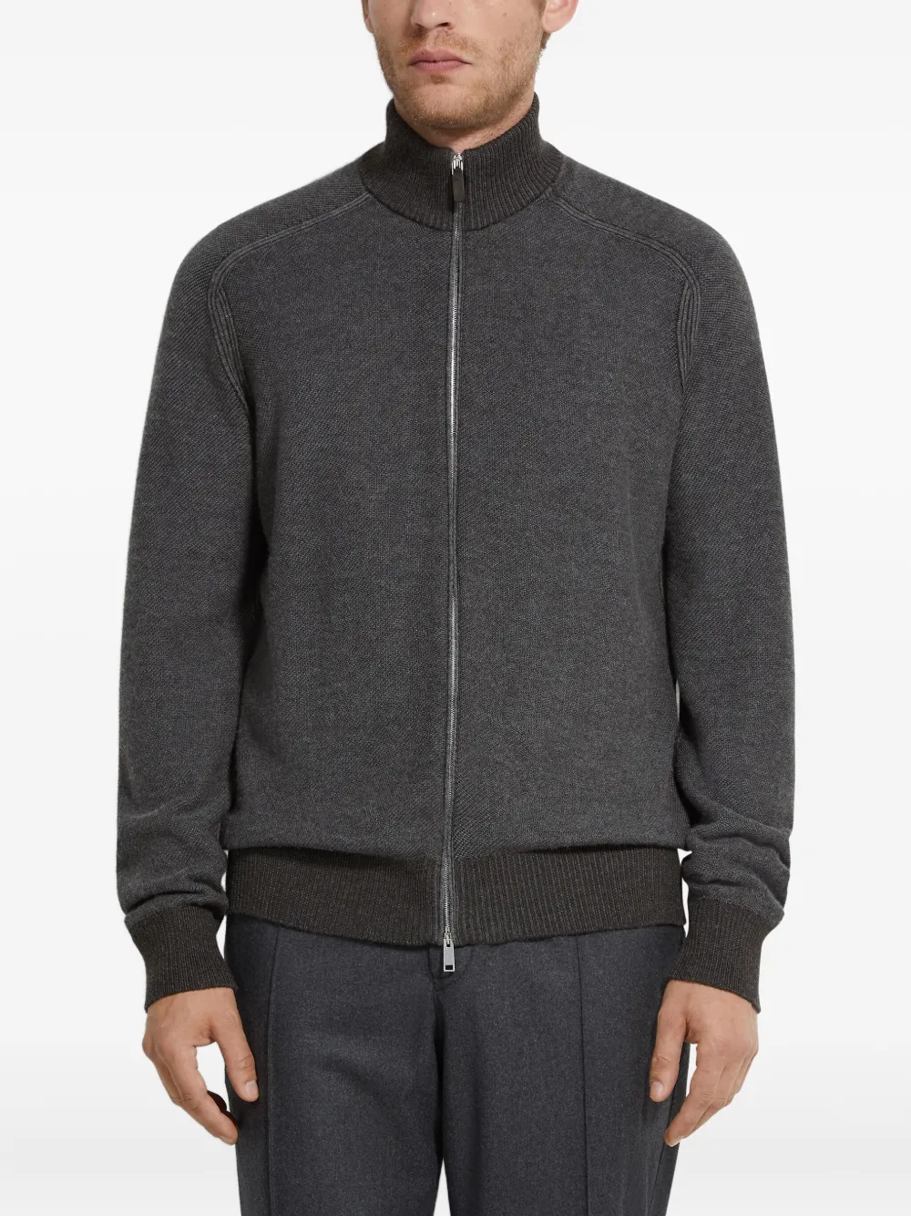 Zegna Vest met hoge hals en rits Grijs