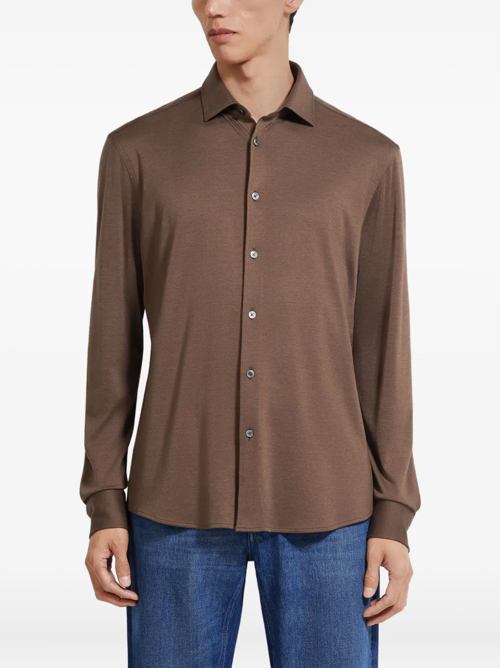 Zegna Overhemd van kasjmier-zijdeblend Bruin