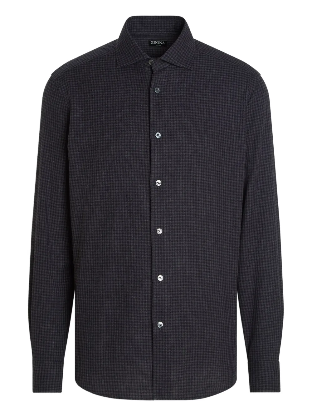 Zegna check point-collar shirt | Black | Image 1