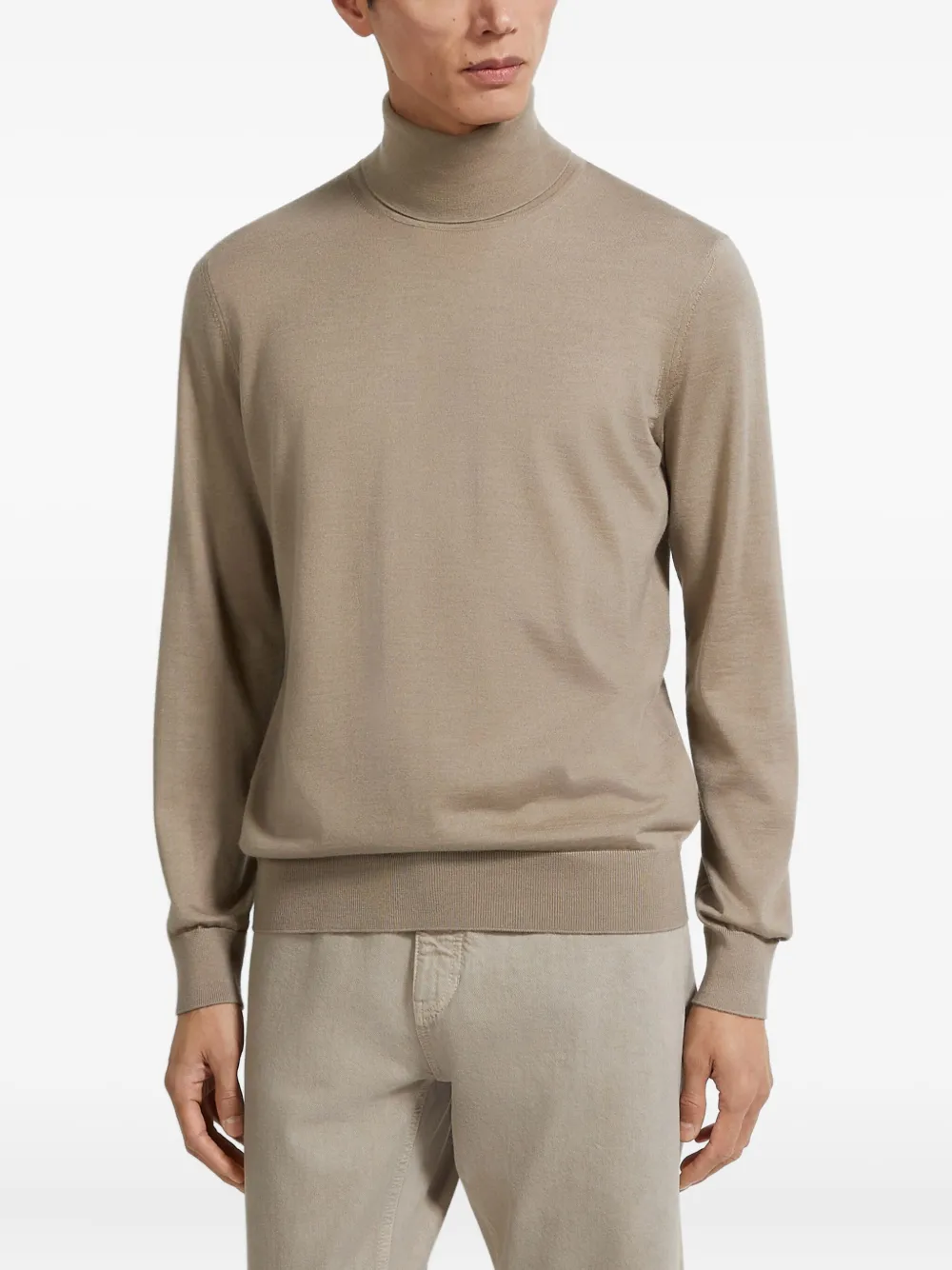 Zegna Light Taupe Cashseta Turtleneck In Neutral
