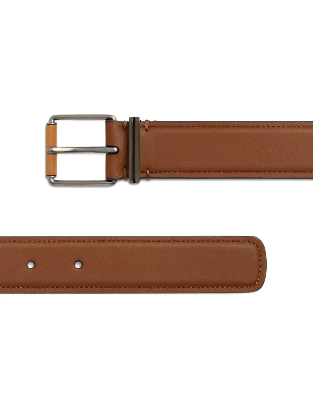 Zegna Leren gespriem met hout-effect - Bruin