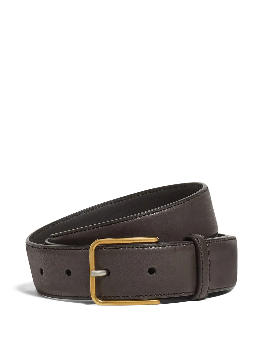 Zegna Dark Brown Bovine Leather Belt In Brown
