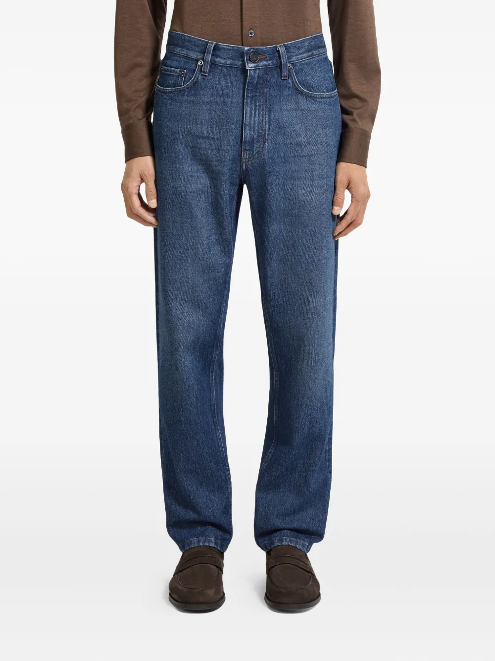 Zegna Roccia jeans met stonewashed-effect Blauw
