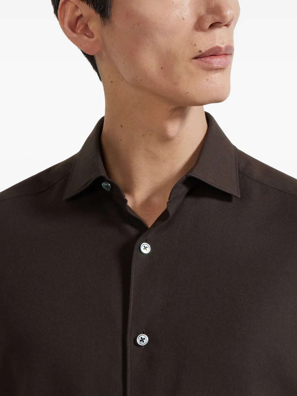 Zegna Cashco button-down overhemd met lange mouwen Bruin