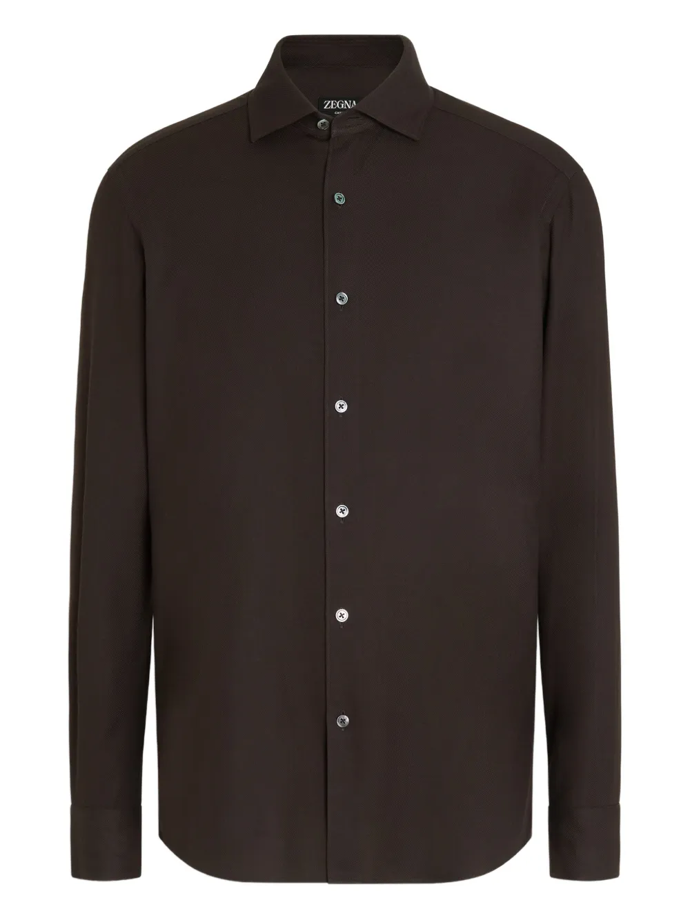 Zegna Cashco long-sleeve button-down shirt | Brown | Image 1