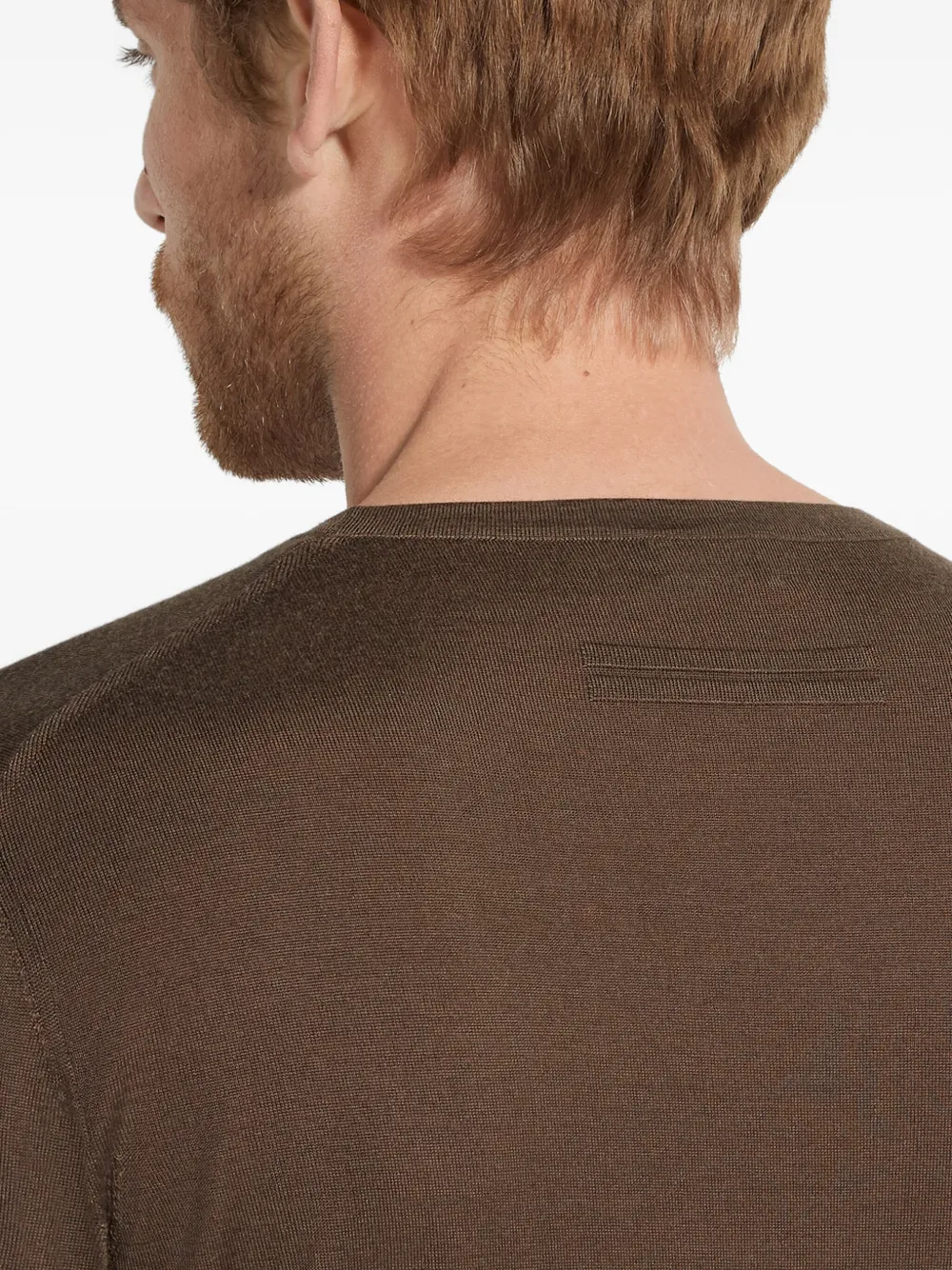 Zegna Gemêleerde trui met ronde hals Bruin