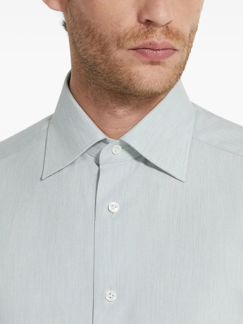 Zegna Overhemd met puntige kraag en lange mouwen Blauw