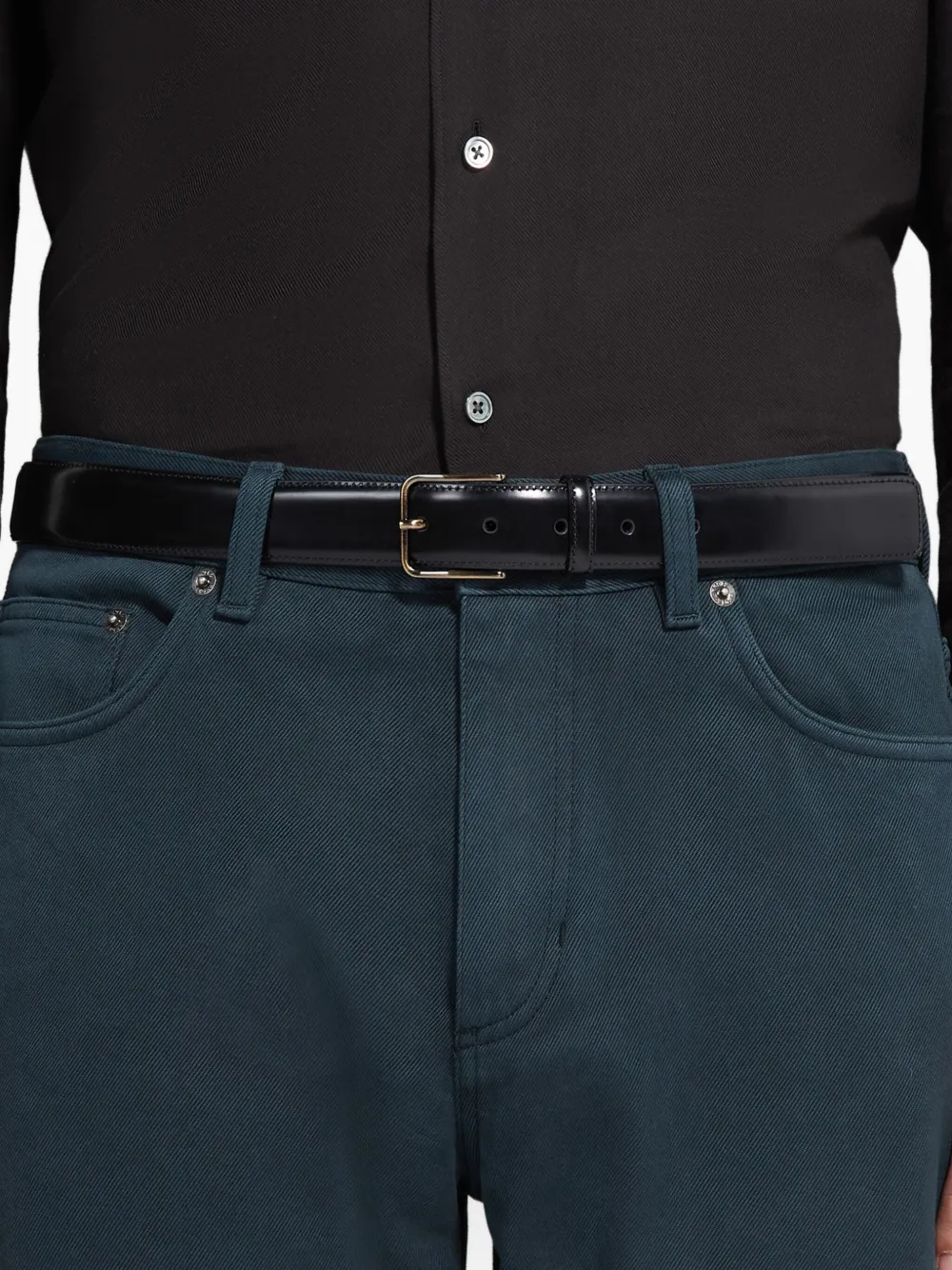 Zegna Leather Buckle Belt In Black