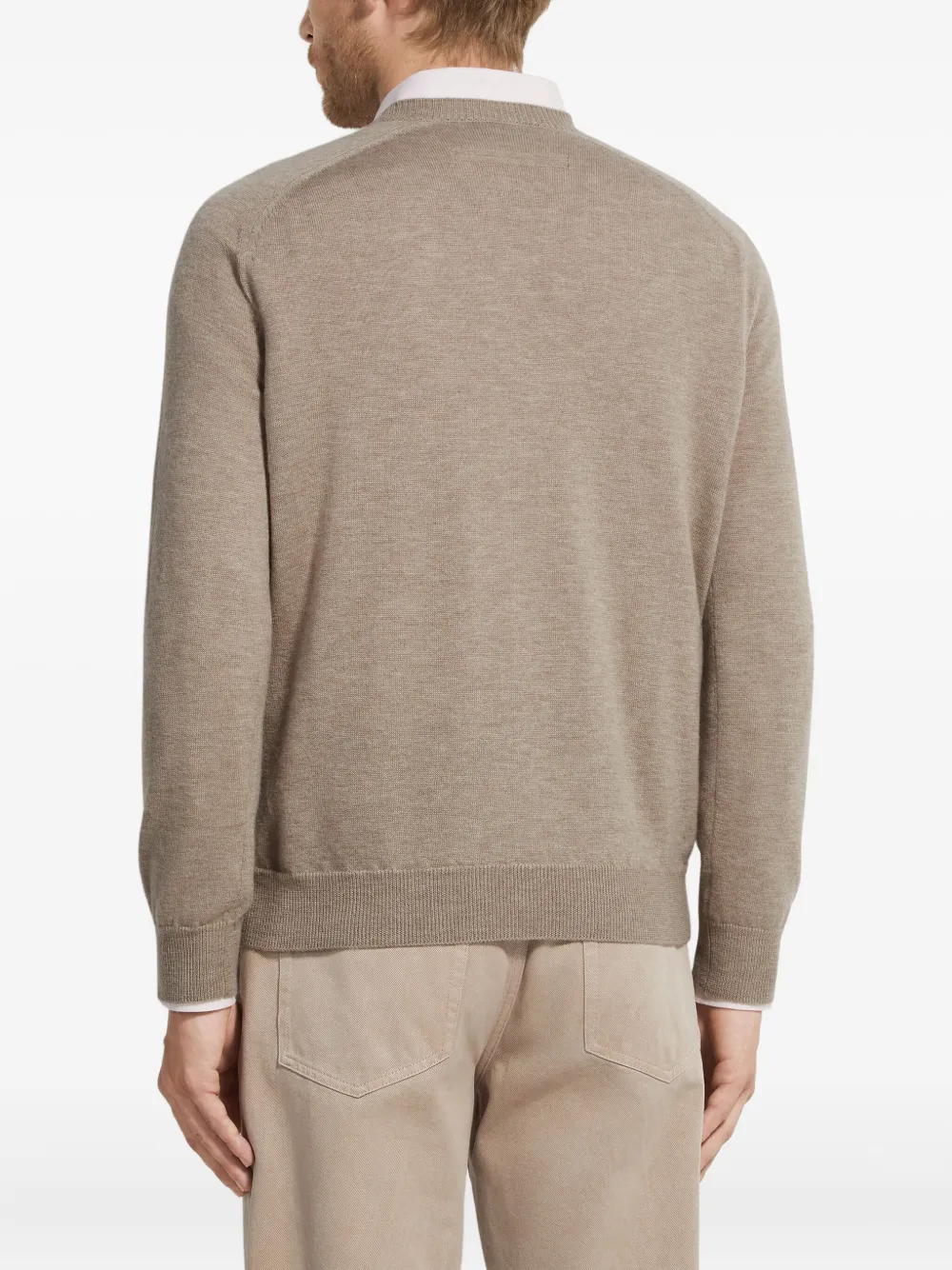 Zegna Oasi V-neck Ribbed Cashmere Sweater In Neutral