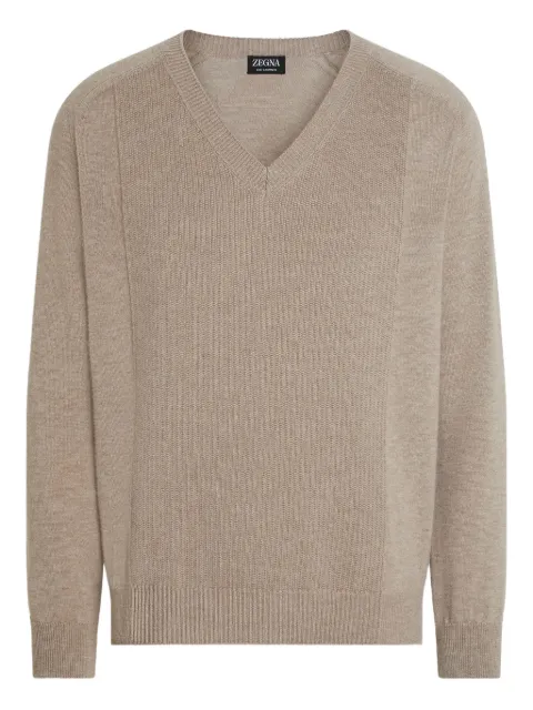 Zegna Oasi V-neck ribbed cashmere sweater