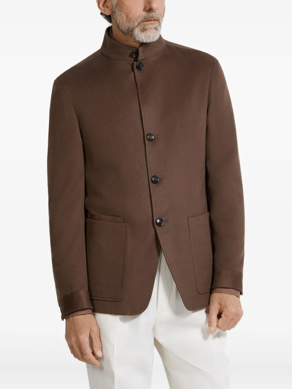 Zegna Oasi jack met opgestikte zak en knopen Bruin