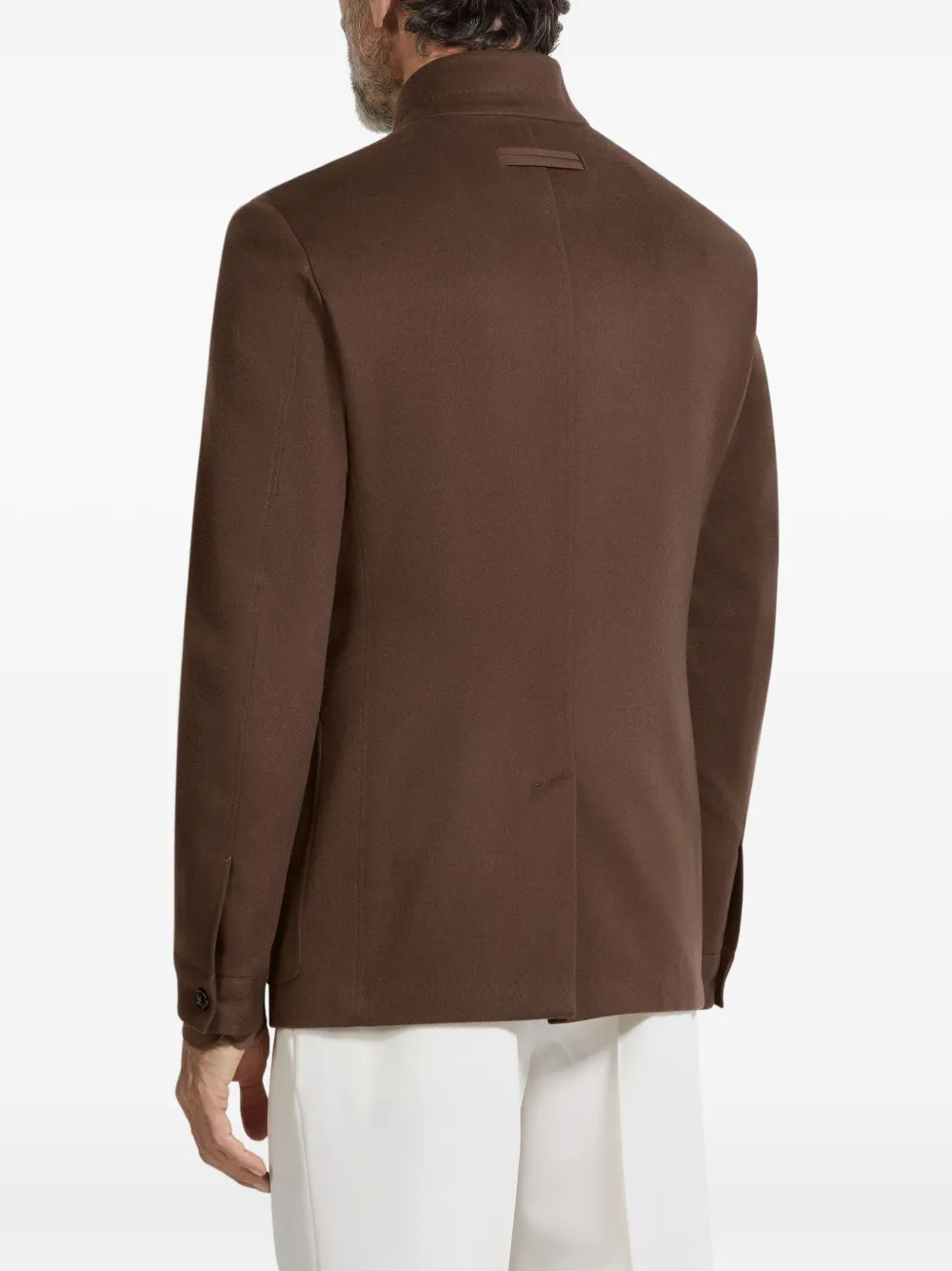 Zegna Oasi jack met opgestikte zak en knopen Bruin