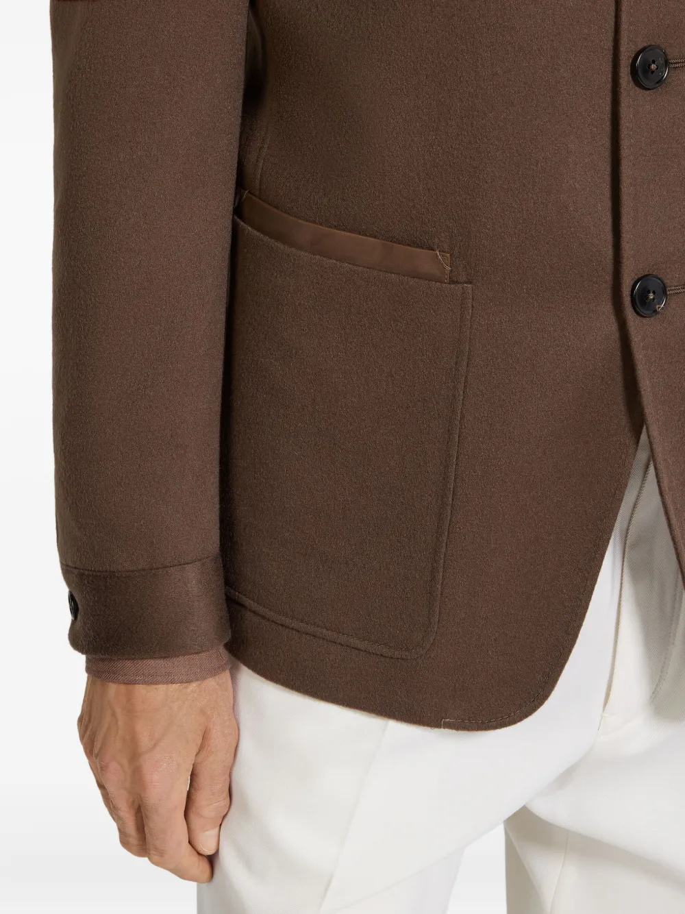 Zegna Oasi jack met opgestikte zak en knopen Bruin