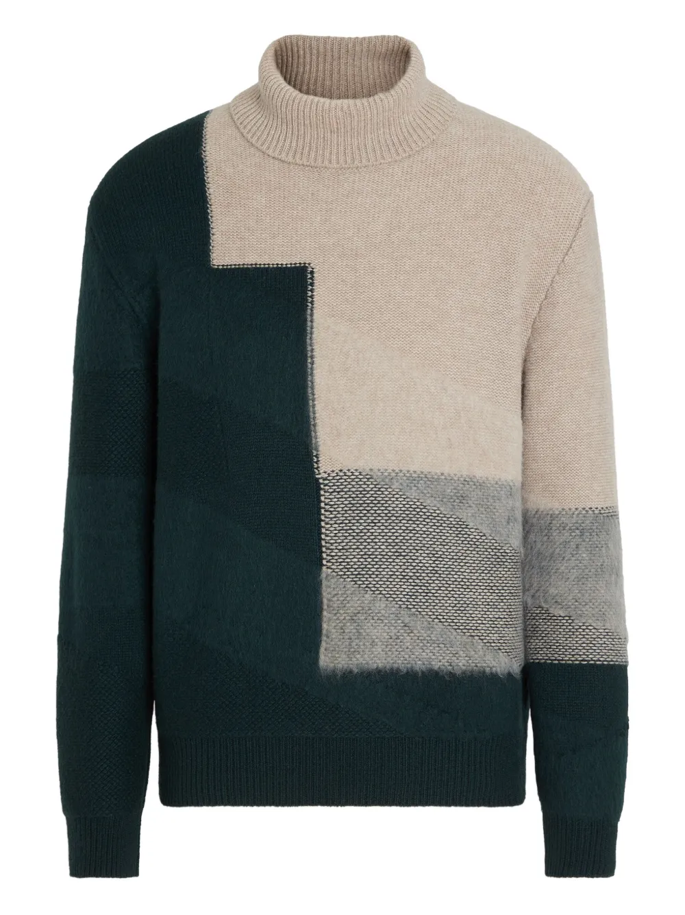 Zegna colour-block turtleneck sweater | Green | Image 1
