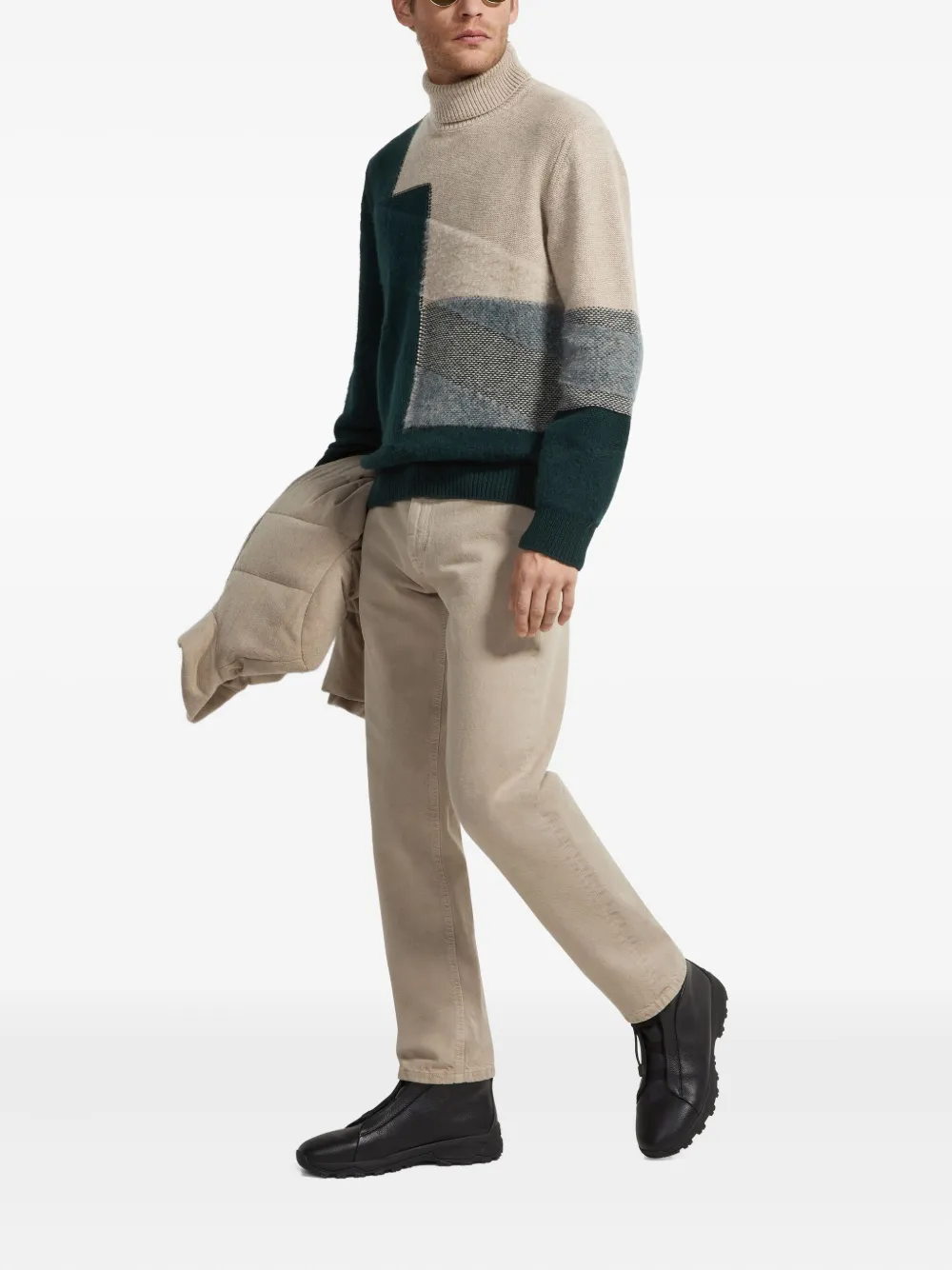 Zegna Coltrui met colourblocking - Groen