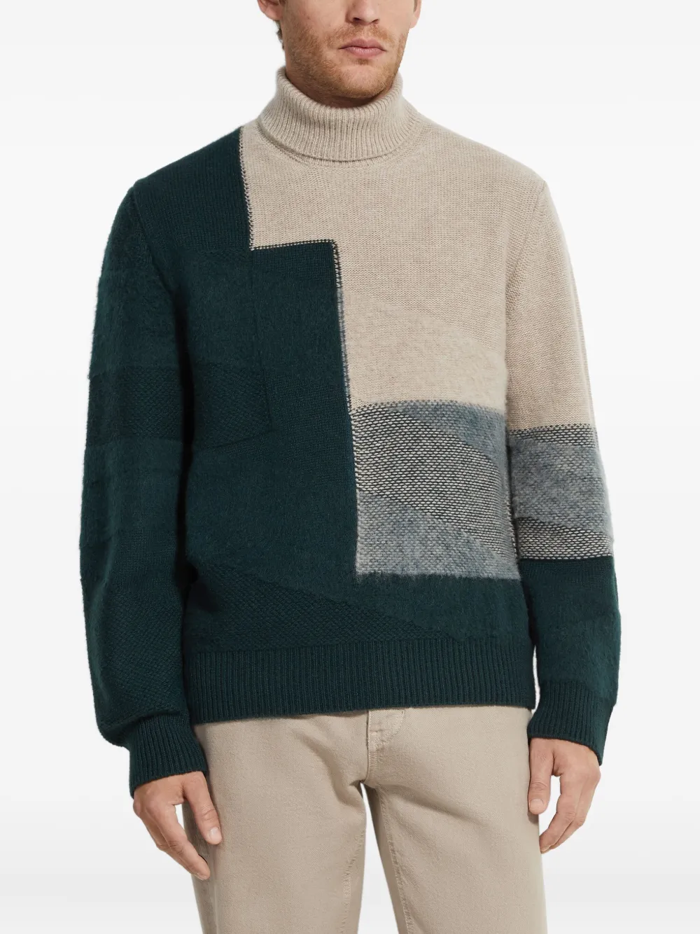 Zegna Coltrui met colourblocking Groen