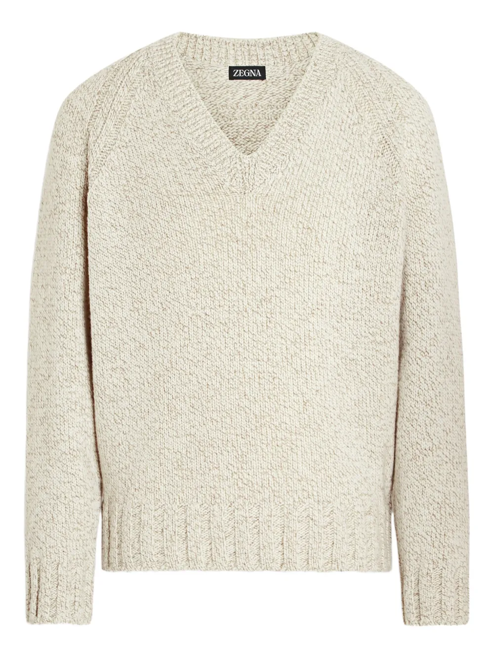 Zegna Suéter gola V com mangas raglã | Neutro | Image 1